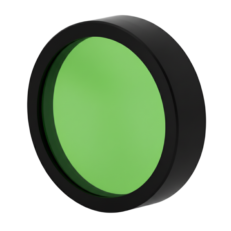 Green filter with black rim on a white background
