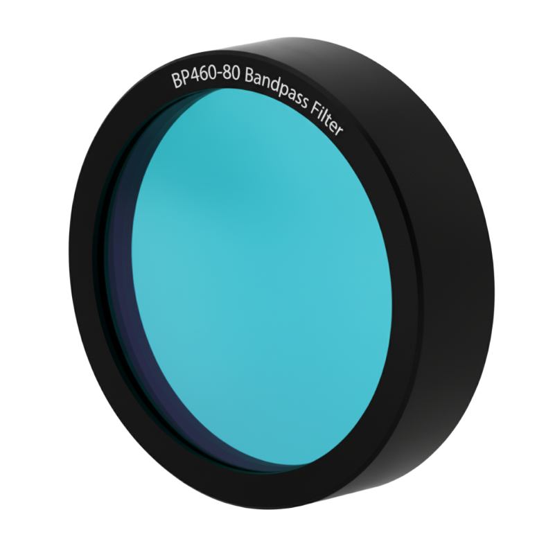 Teal bandpass filter with black rim on a white background