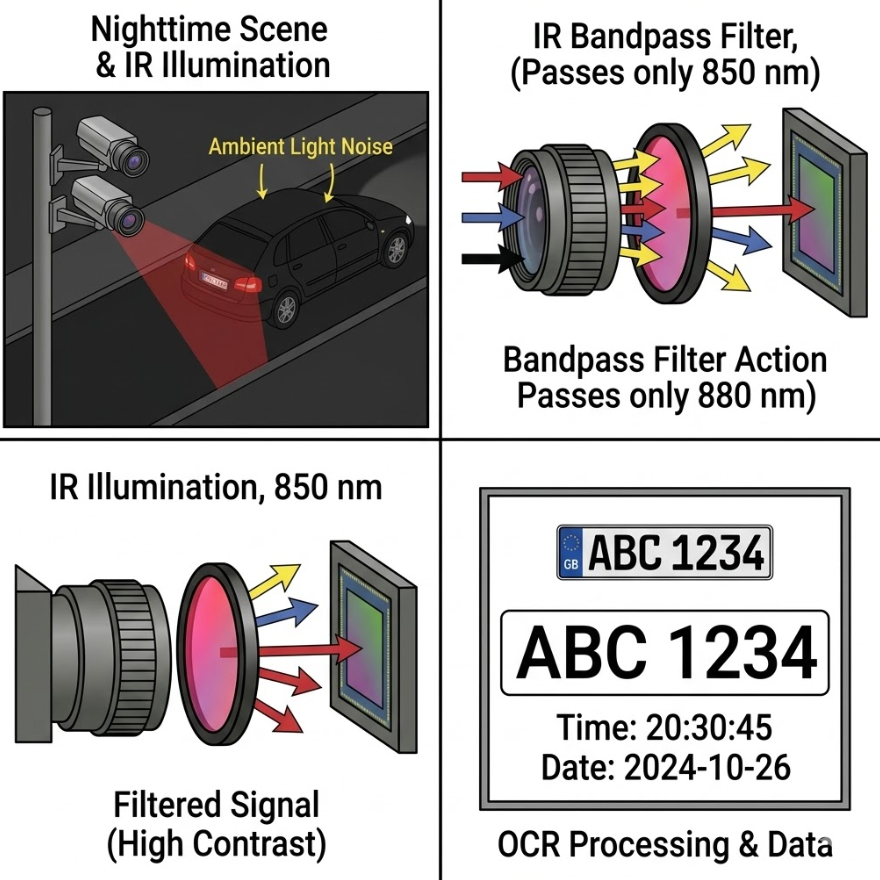 Bandpass Filters for Car Number Plate Recognition
