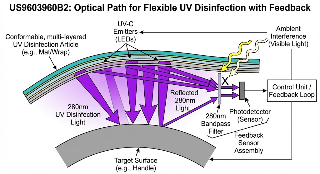 US9603960B2 - Flexible Article for UV Disinfection with Feedback