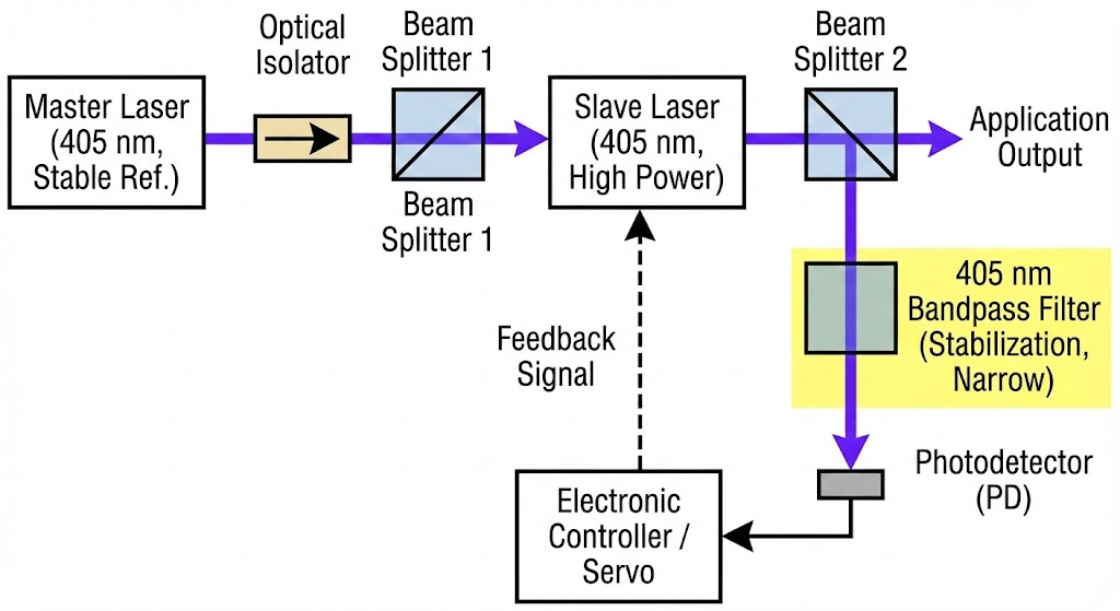 US Patent 20240170925 - Method for active stabilization of an injection locked laser with an optical bandpass filter