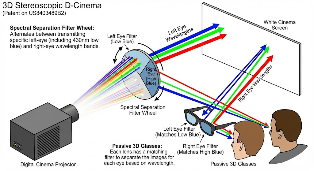 US8403489B2 - Spectral separation filters for 3D stereoscopic D-Cinema