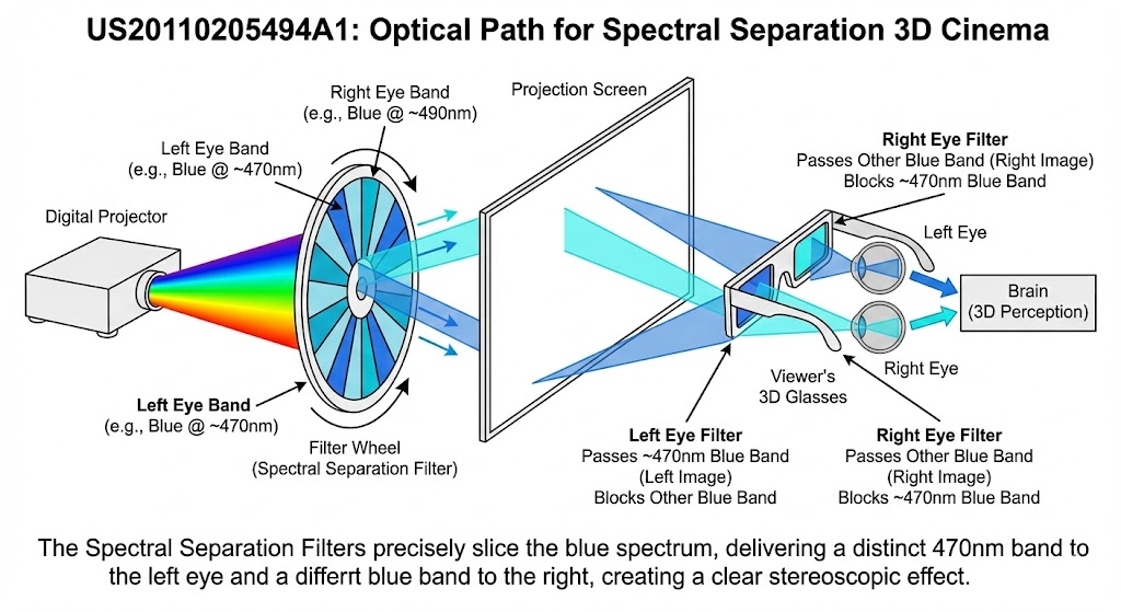 US20110205494A1 - Spectral Separation Filters For 3D Stereoscopic D-Cinema Presentation