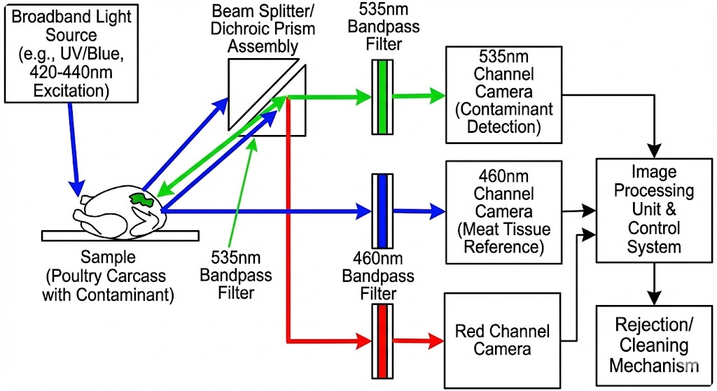 US6639665B2 - Multispectral imaging system for contaminant detection