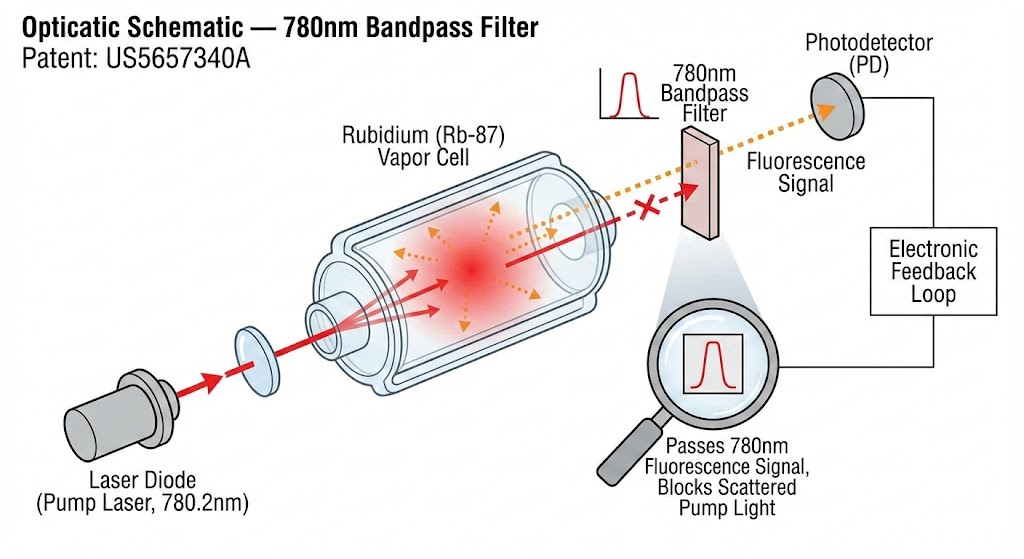 US5657340A - Rubidium atomic clock with fluorescence optical pumping