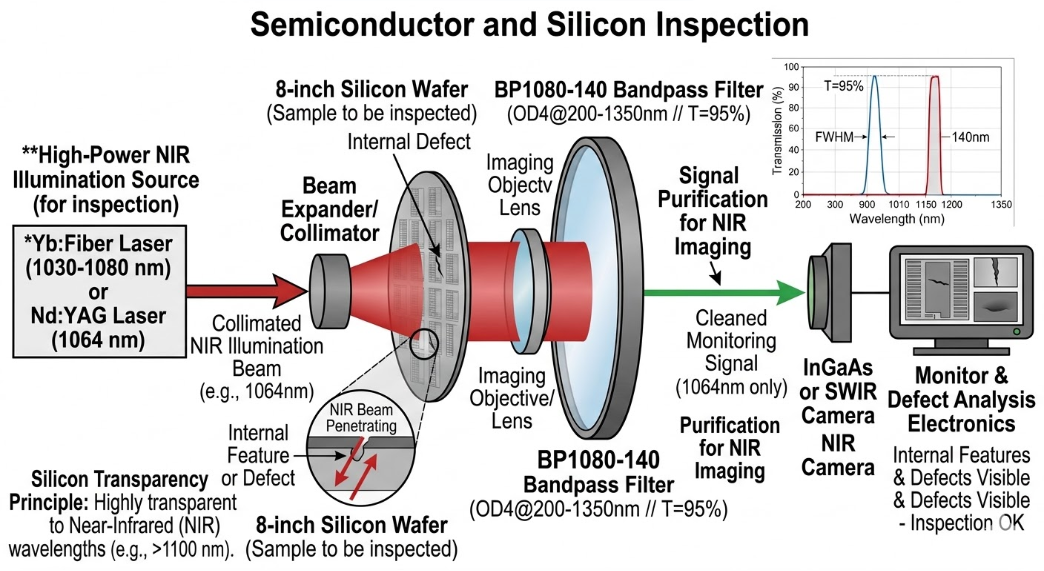BP1080-140 Bandpass Filter - Semiconductor and Silicon Inspection