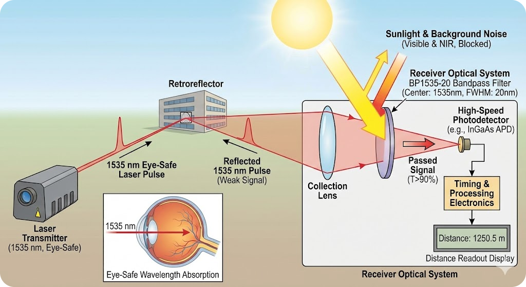 BP1535-20 Bandpass Filter - Eye-Safe Laser Rangefinding