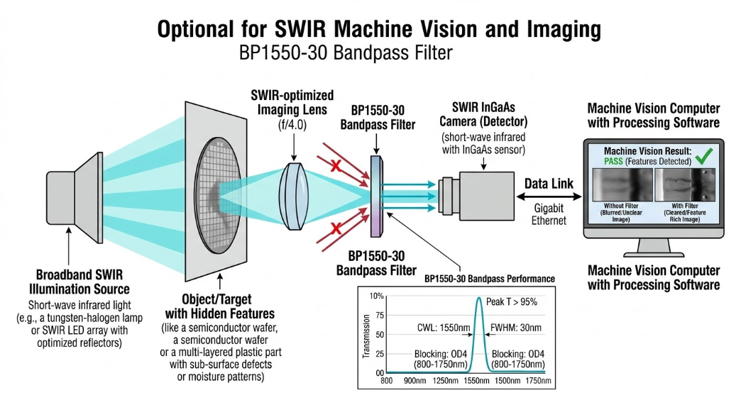 BP1550-30 Bandpass Filter -  SWIR (Short-Wave Infrared) Imaging and Machine Vision