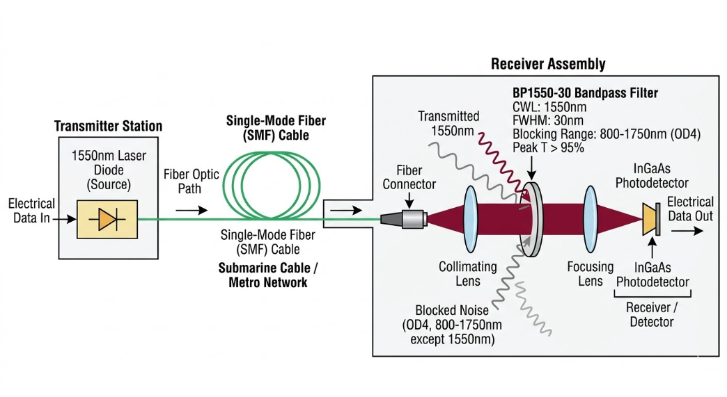 BP1550-30 Bandpass Filter -  Telecommunications and Fiber Optics
