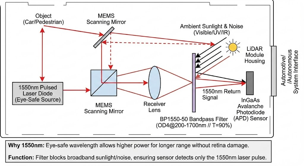 BP1550-50 Bandpass Filter - LiDAR (Automotive & Autonomous Systems)