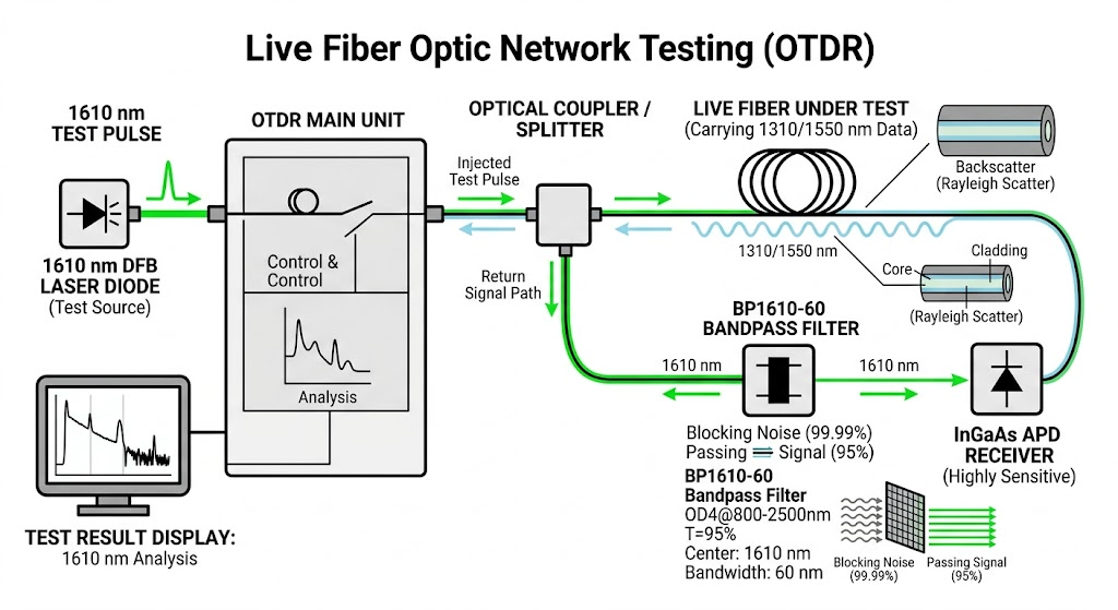 BP1610-60 Bandpass Filter - Live Fiber Optic Network Testing (OTDR)