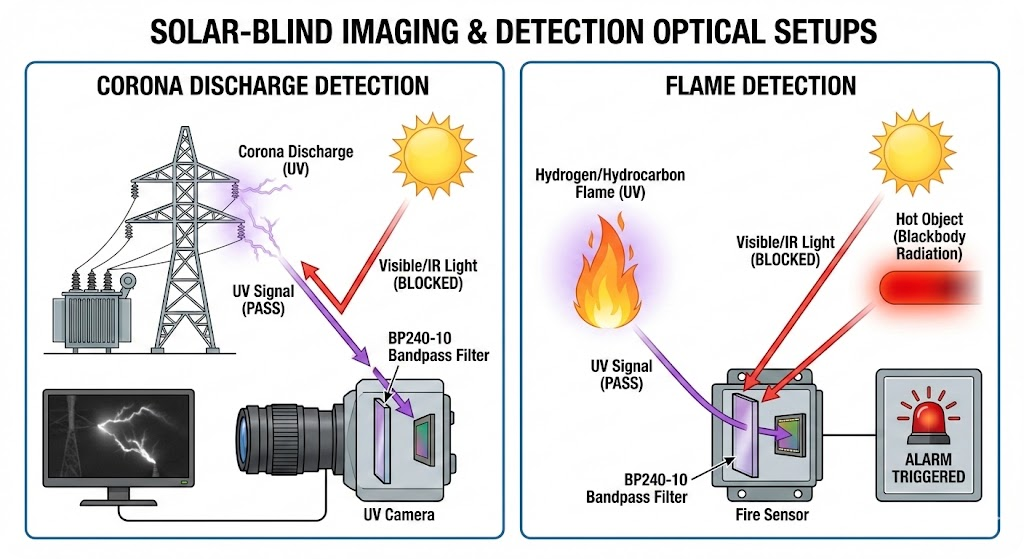 BP240-10 Bandpass Filter - Solar-Blind Imaging & Detection