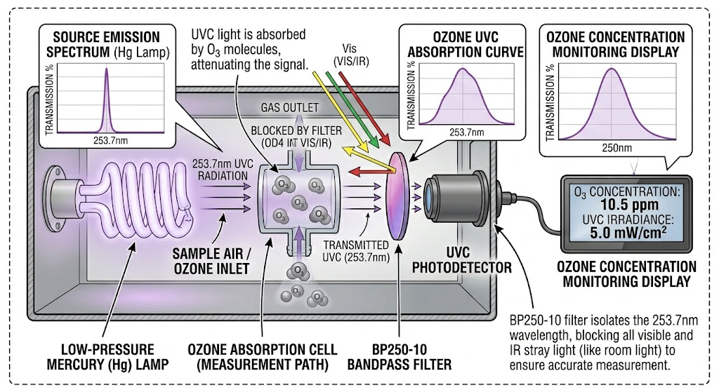 BP250-10 Bandpass Filter - Ozone Gas Detection