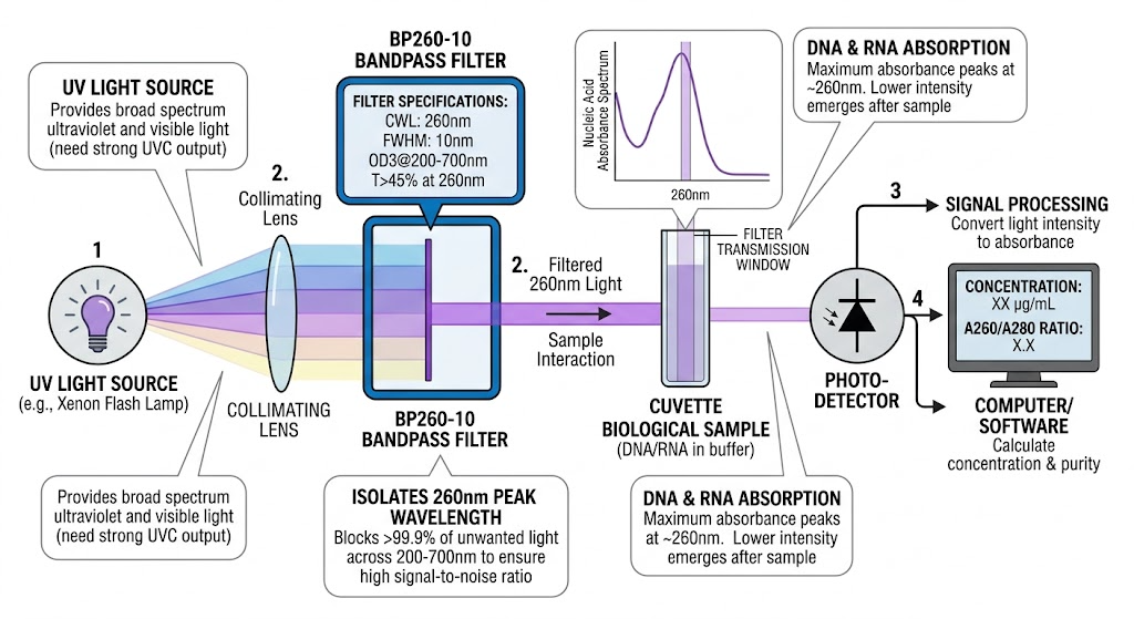 BP260-10 Bandpass Filter - DNA and RNA Analysis (Spectrophotometry)