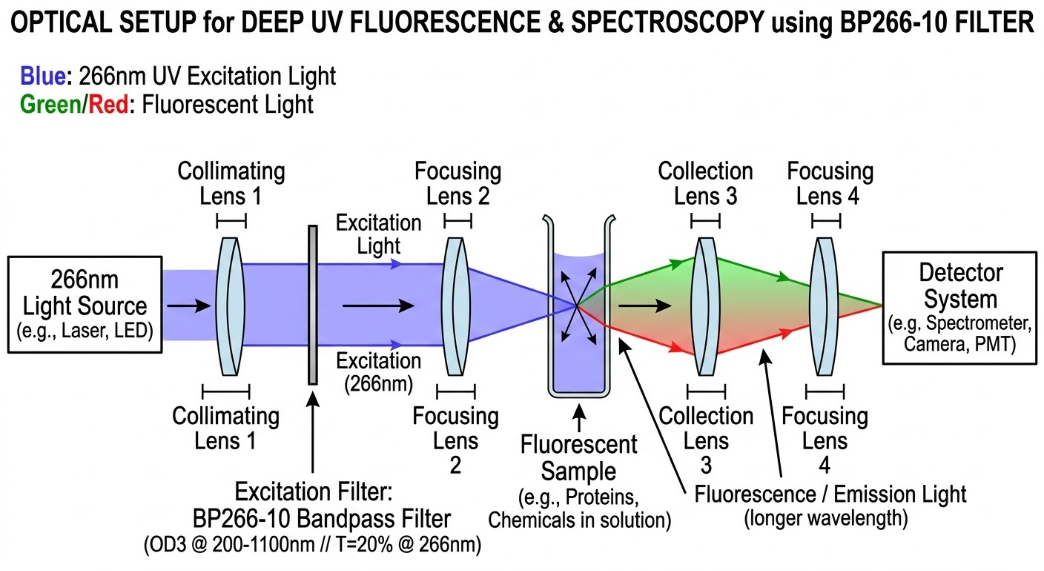BP266-10 Bandpass Filter - Deep UV Fluorescence and Spectroscopy