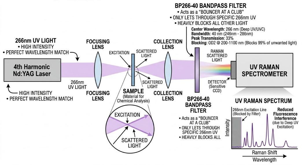 BP266-40 Bandpass Filter - UV Raman Spectroscopy