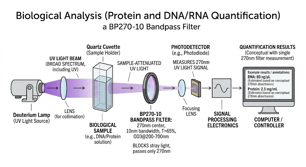 BP270-10 Bandpass Filter - Biological Analysis (Protein and DNA/RNA Quantification)