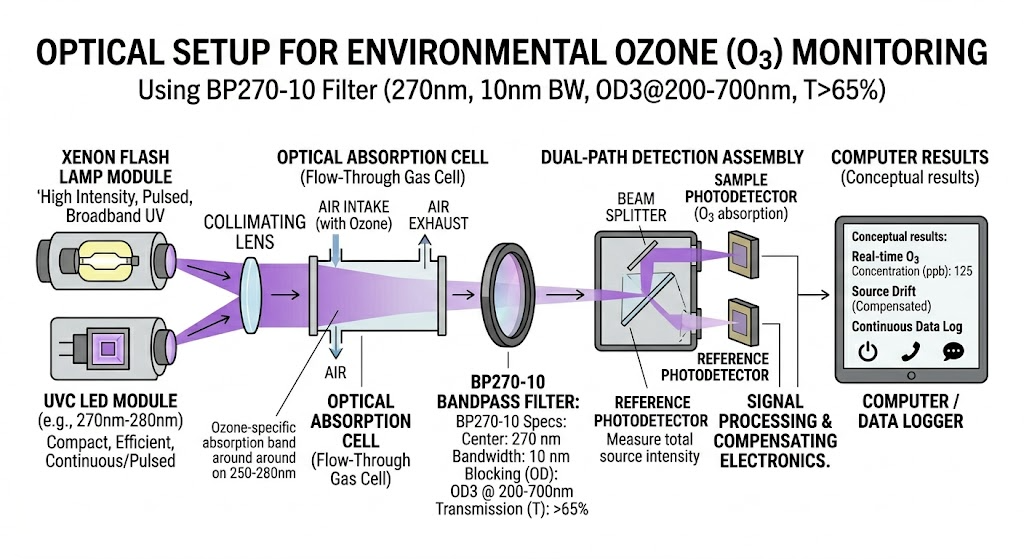 BP270-10 Bandpass Filter - Environmental Ozone (O3) Monitoring