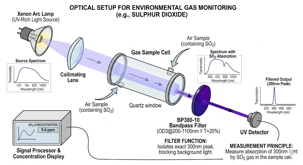 BP300-10 Bandpass Filter - Environmental Gas Monitoring