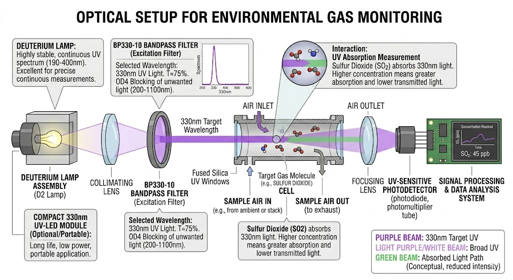 BP330-10 Bandpass Filter - Environmental Gas Monitoring