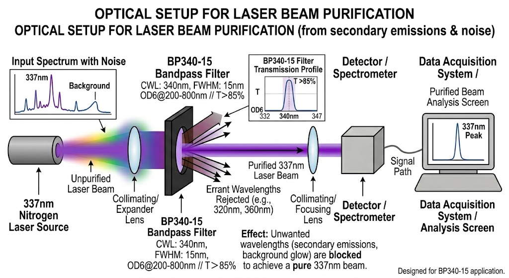 BP340-15 Bandpass Filter - Laser Beam Purification