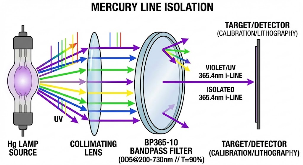 BP365-10 Bandpass Filter - Mercury Line Isolation