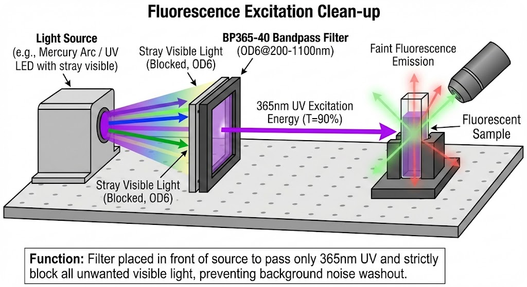 BP365-40 Bandpass Filter - Fluorescence Excitation Clean-up