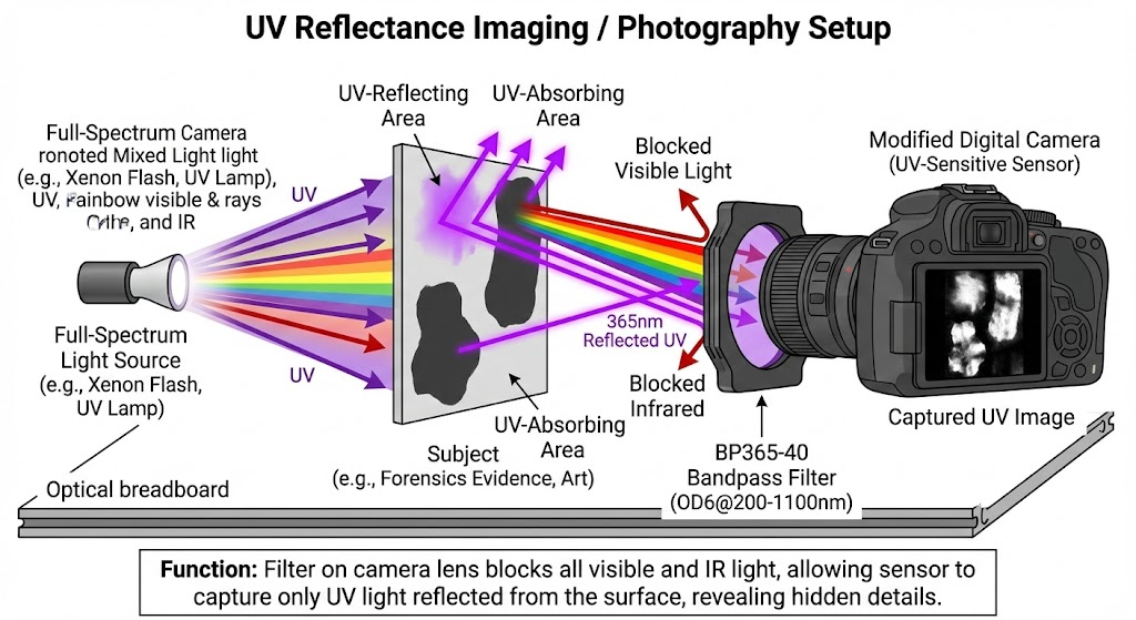 BP365-40 Bandpass Filter - UV Reflectance Imaging / Photography