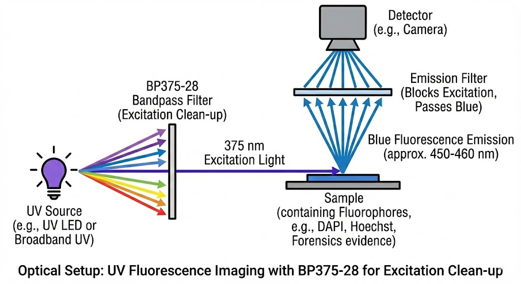 BP375-28 Bandpass Filter- UV Fluorescence Imaging (Excitation Clean-up)