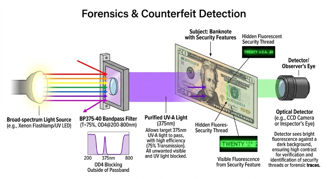 BP375-40 Bandpass Filter - Forensics and Counterfeit Detection