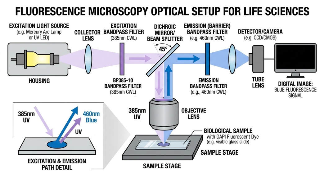 BP385-10 Bandpass Filter - Fluorescence Microscopy & Life Sciences