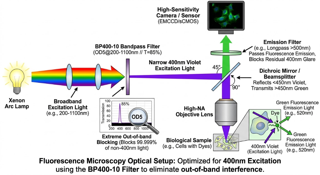 BP400-10 Bandpass Filter - Fluorescence Microscopy & Life Sciences