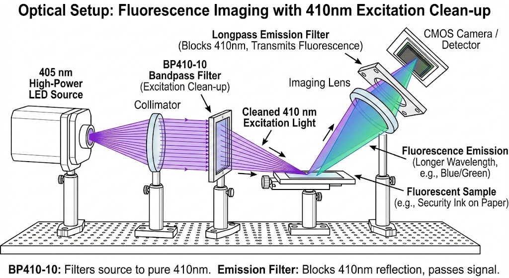 BP410-10 Bandpass Filter - UV/Violet Fluorescence Imaging