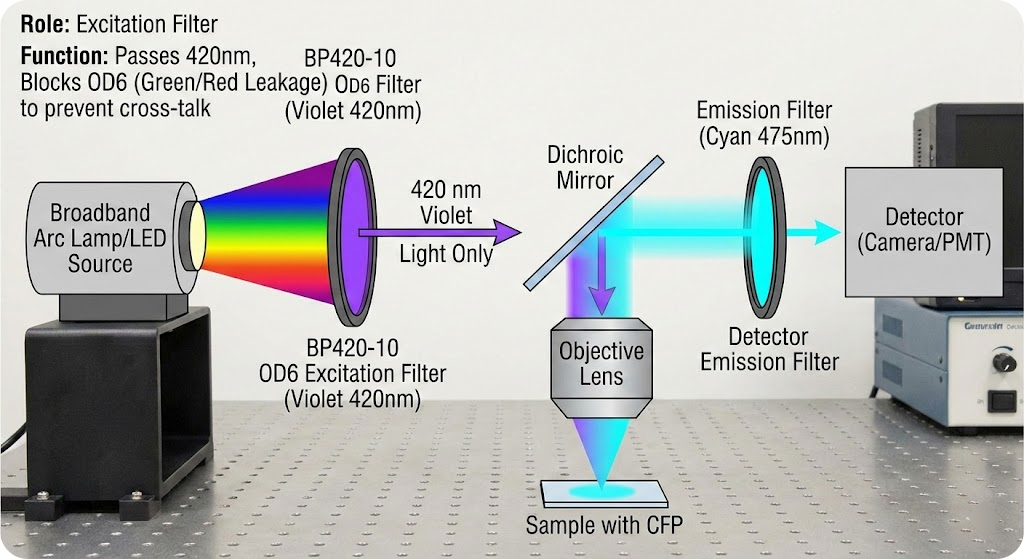 BP420-10 Bandpass Filter - Cyan Fluorescent Protein - CFP