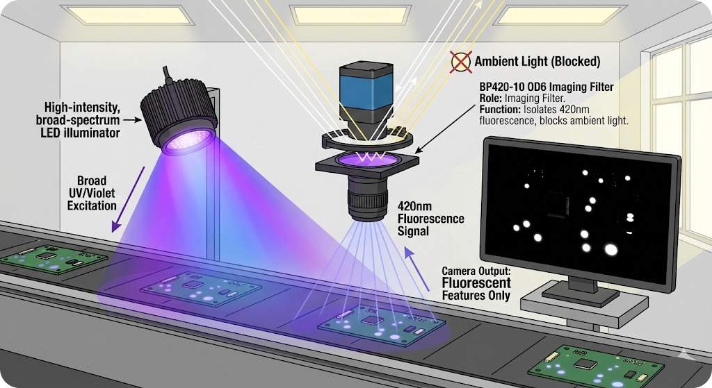 BP420-10 Bandpass Filter - Machine Vision (Violet Fluorescence)