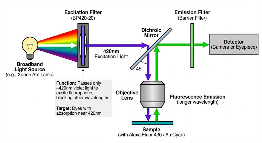 BP420-20 Bandpass Filter - Fluorescence Microscopy (as an Excitation Filter)
