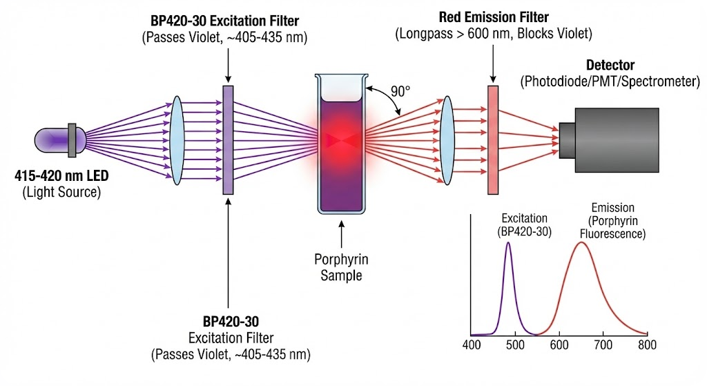 BP420-30 Bandpass Filter - Biomedical & Chemical Analysis - Porphyrin Detection