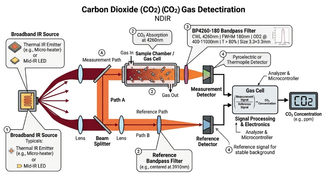 BP4260-180 Bandpass Filter - Carbon Dioxide (CO2) Gas Detection