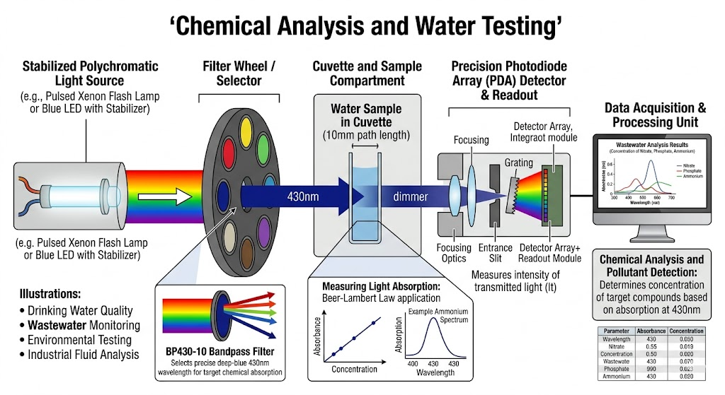 BP430-10 Bandpass Filter - Chemical Analysis and Water Testing