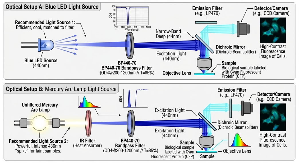 BP440-70 Bandpass Filter - Fluorescence Microscopy and Life Sciences