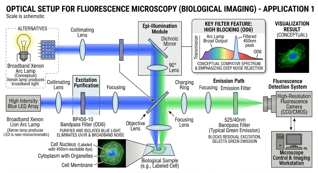 BP450-10 Bandpass Filter - Fluorescence Microscopy (Biological Imaging)