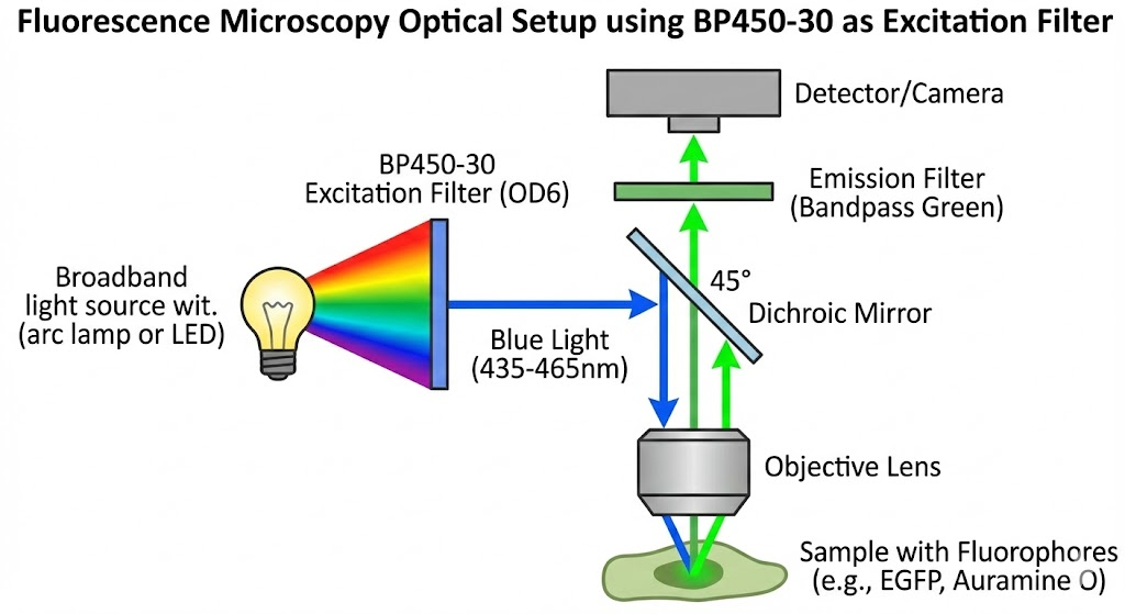 BP450-30 Bandpass Filter - Fluorescence Microscopy & Bio-Imaging (Excitation Filter)