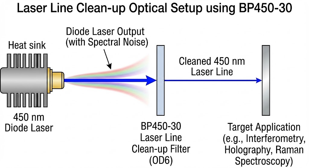 BP450-30 Bandpass Filter - Laser Line "Clean-up" (Blue Diode Lasers)