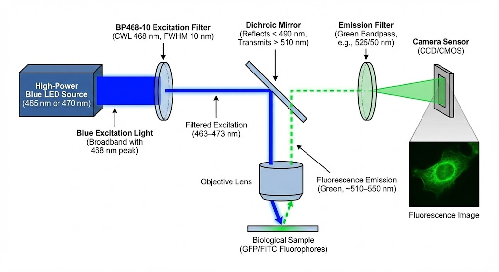 BP468-10 Bandpass Filter - Fluorescence Microscopy (Excitation Filter)