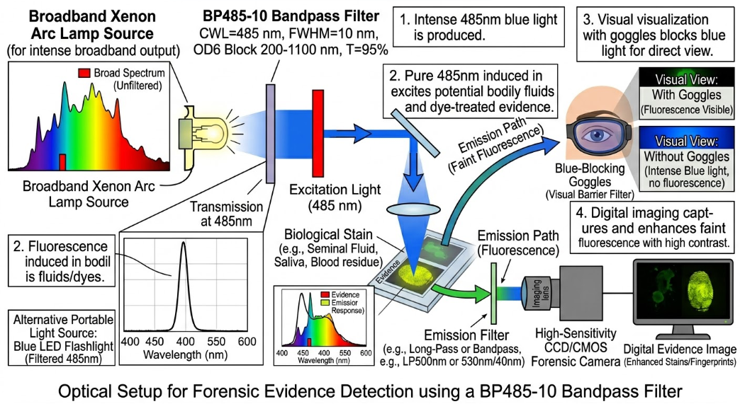 BP485-10 Bandpass Filter - Forensic Evidence Detection