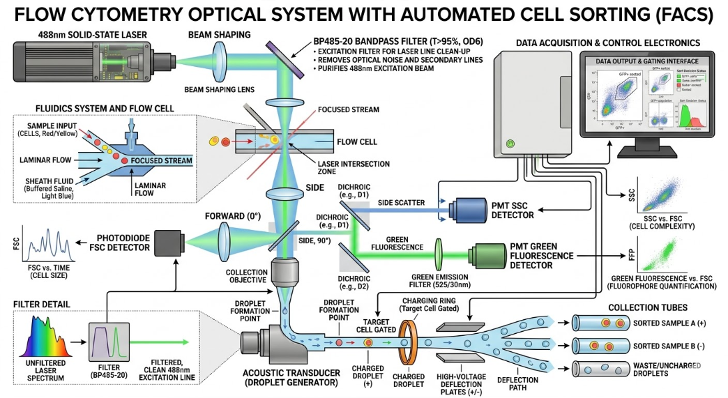 BP485-20 Bandpass Filter - Flow Cytometry (Automated Cell Sorting)