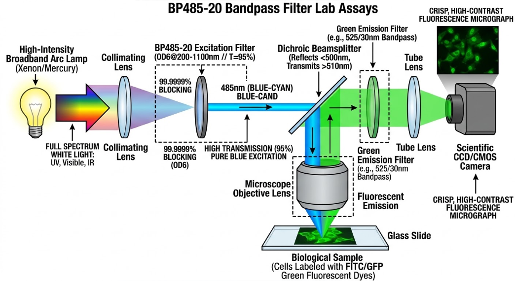 BP485-20 Bandpass Filter - Fluorescence Microscopy and Lab Assays