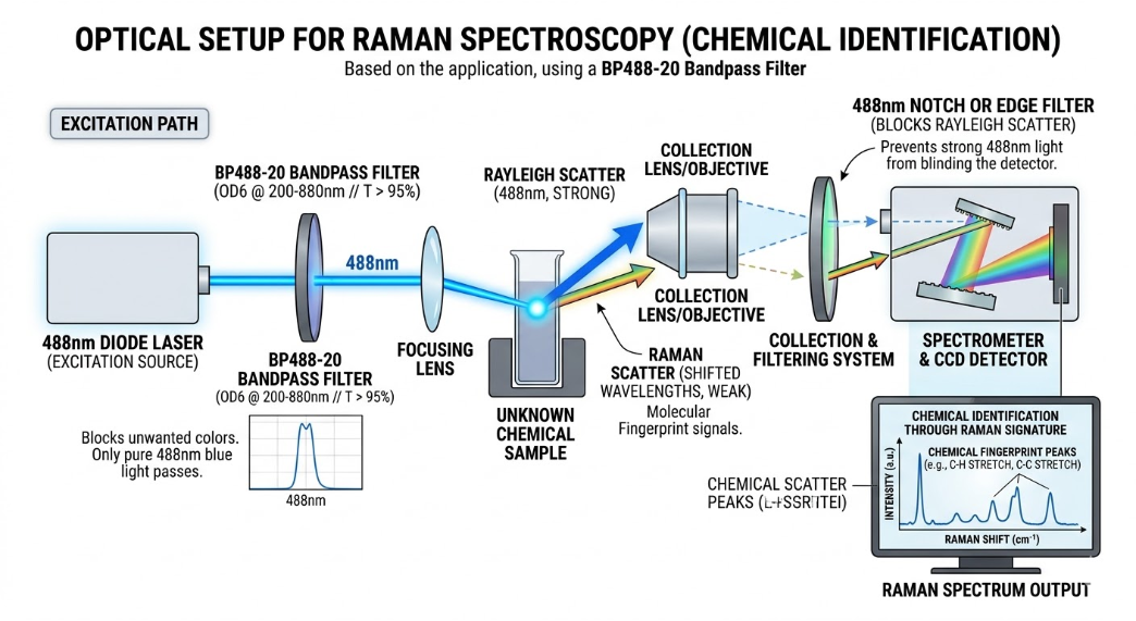BP488-20 Bandpass Filter - Raman Spectroscopy 