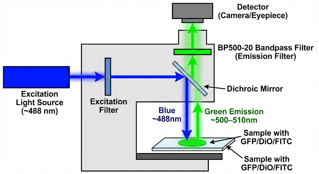 BP500-20 Bandpass Filter - Fluorescence Microscopy & Bio-Imaging