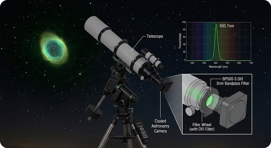 BP500-3 Bandpass Filter - Astrophotography (OIII Imaging)